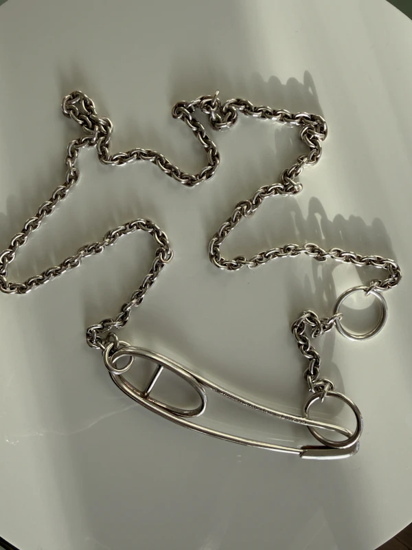 Hermes silver "Punk" chain necklace - image 2