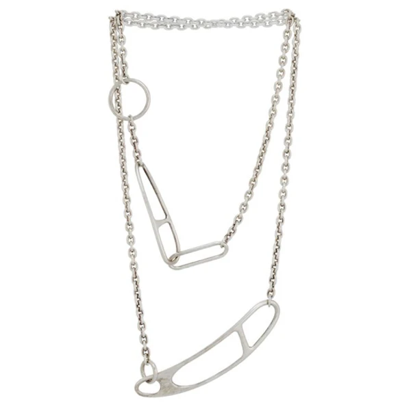Hermes silver "Punk" chain necklace - image 3