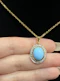 Turquoise & diamond pendant necklace 18k yellow gold - image 3
