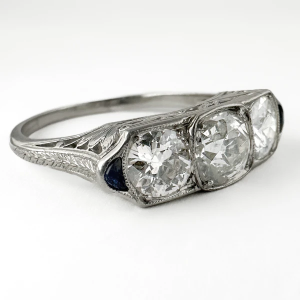 Art Deco 2.5ct Diamond Trilogy Ring - Saddingtons Jewellery Stand 375 - image 3