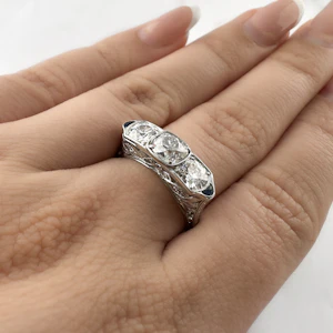 Art Deco 2.5ct Diamond Trilogy Ring - Saddingtons Jewellery Stand 375