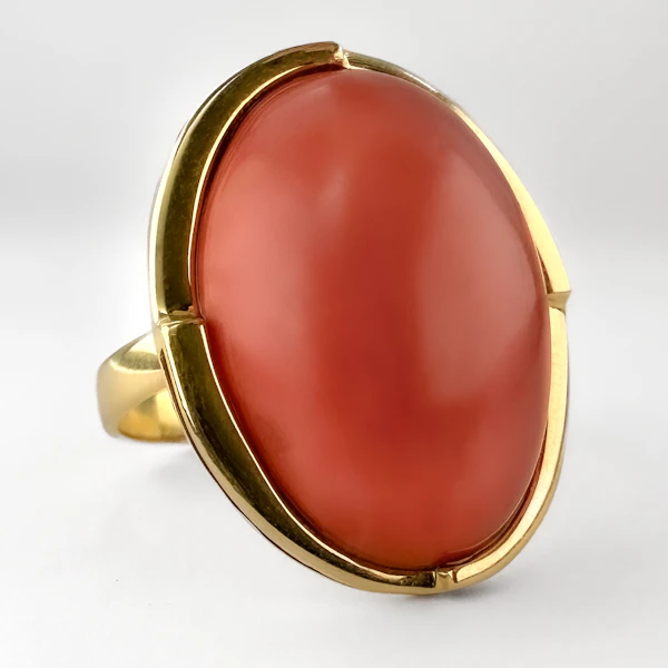Large Coral Cabochon Statement Ring - Saddingtons Jewellery Stand 375 - image 1