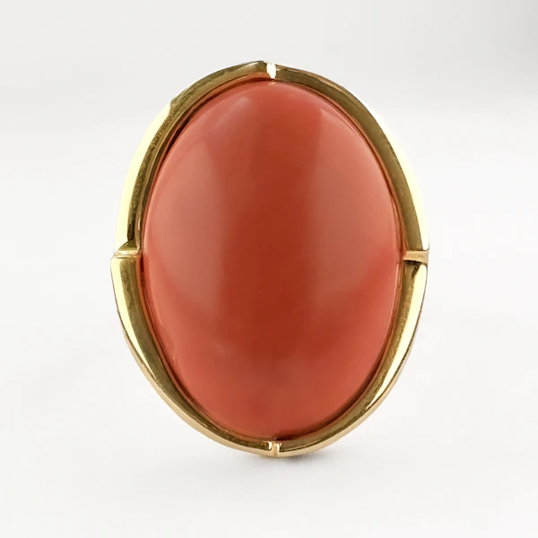Large Coral Cabochon Statement Ring - Saddingtons Jewellery Stand 375 - image 4