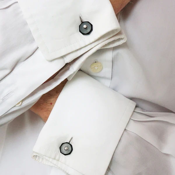 Modern Diamond Rock Crystal Black Onyx and White Gold Cufflinks - image 5