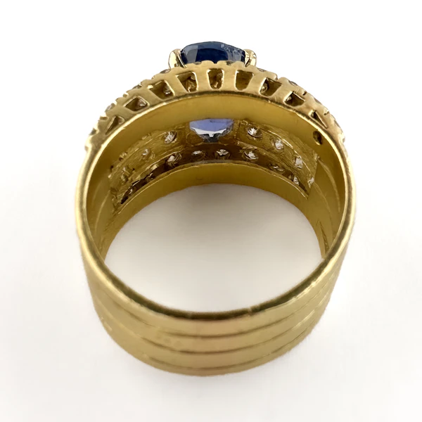 Ceylon Sapphire & Pavé Diamond Cocktail Ring - Saddingtons Jewellery Stand 375 - image 3