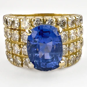 Ceylon Sapphire & Pavé Diamond Cocktail Ring - Saddingtons Jewellery Stand 375