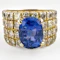 Ceylon Sapphire & Pavé Diamond Cocktail Ring - Saddingtons Jewellery Stand 375 - image 1