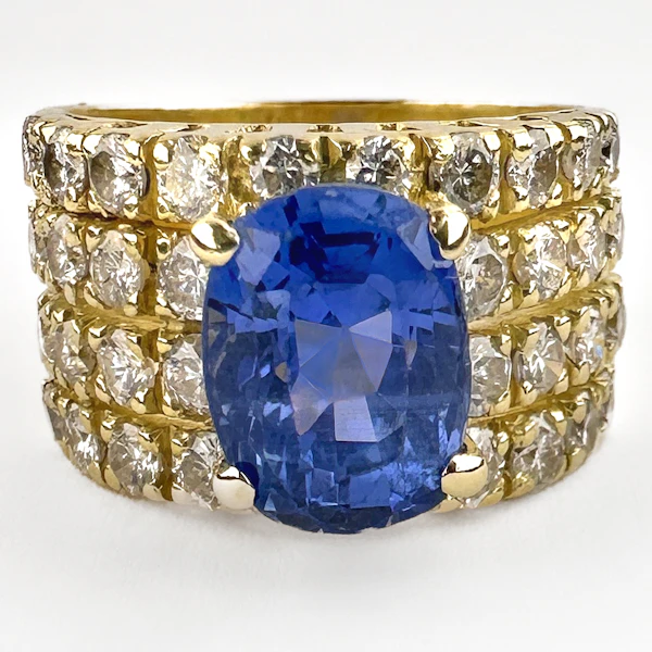 Ceylon Sapphire & Pavé Diamond Cocktail Ring - Saddingtons Jewellery Stand 375 - image 1