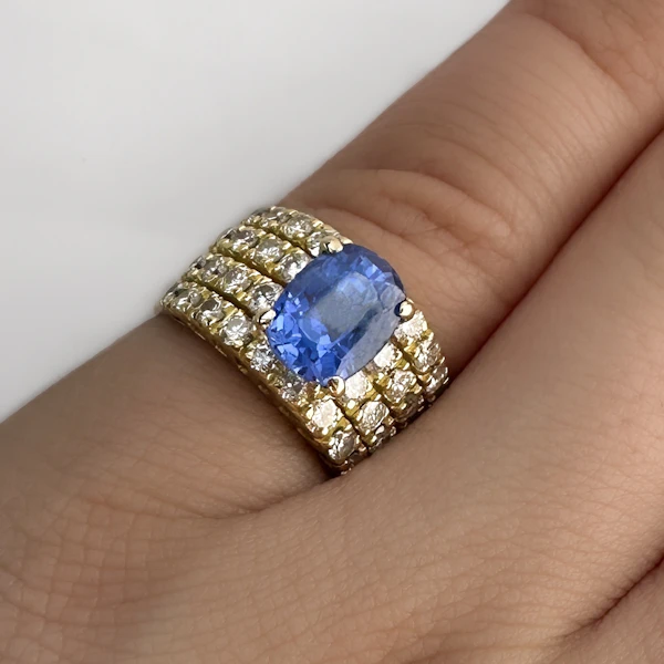 Ceylon Sapphire & Pavé Diamond Cocktail Ring - Saddingtons Jewellery Stand 375 - image 5