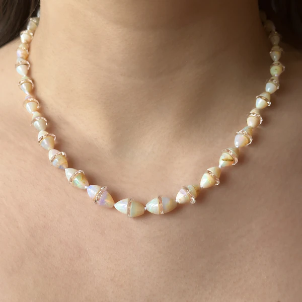 Antique Opal Beads - Saddingtons Jewellery Stand 375 - image 1