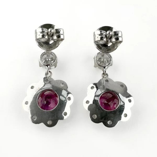 Ruby & Diamond Flower Earrings - Saddingtons Jewellery Stand 375 - image 3