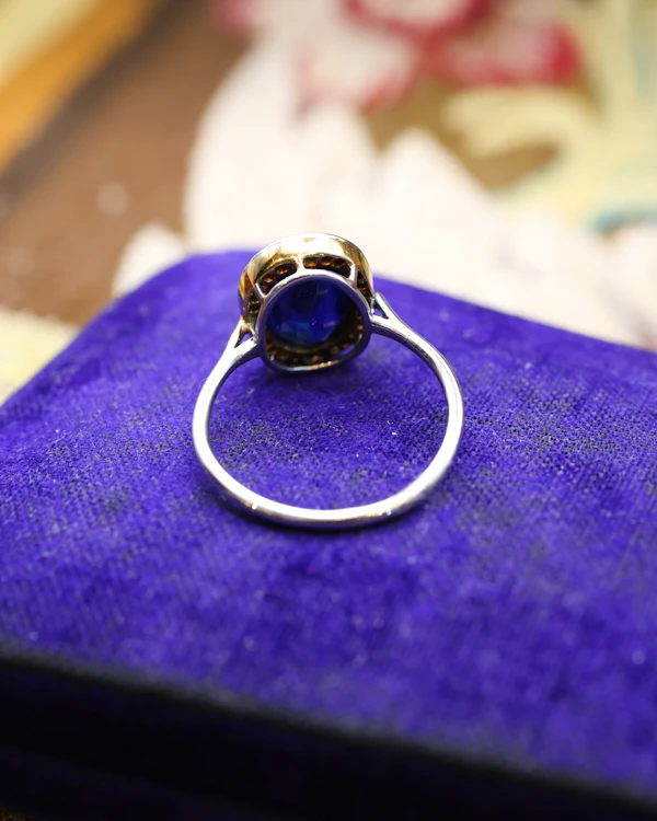 18ct Yellow Gold & Platinum 3.5ct Natural Sapphire & Diamond Cluster Ring Circa 1910/1920 - image 4