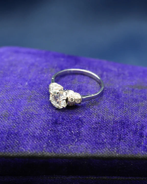 Platinum 0.70ct Diamond Solitaire Ring Circa 1920 - image 3