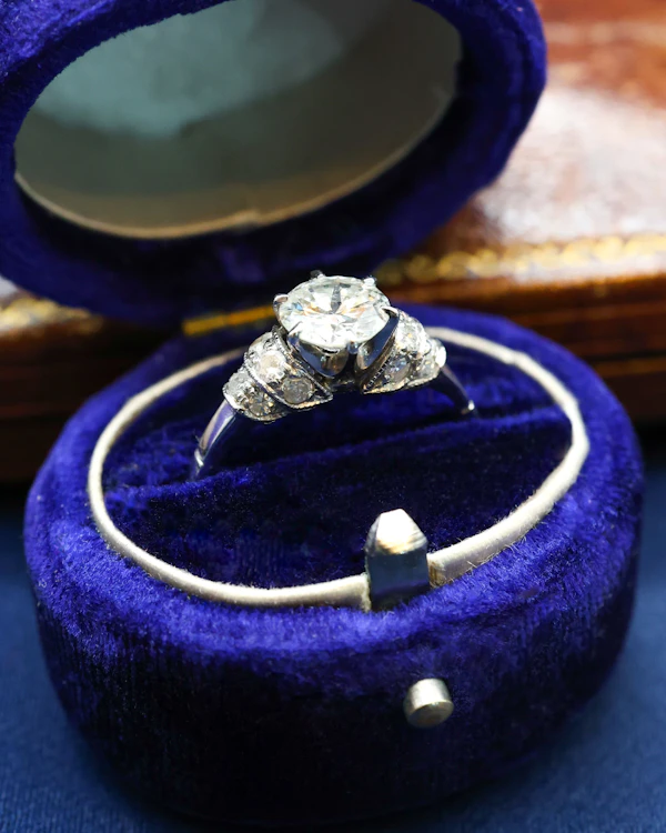 Platinum 0.70ct Diamond Solitaire Ring Circa 1920 - image 2