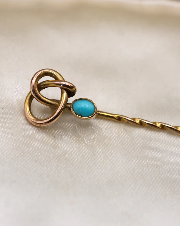 Downstairs at Grays: Turquoise and Gold Pin Circa 1880 - image 2
