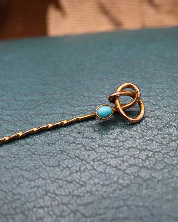 Downstairs at Grays: Turquoise and Gold Pin Circa 1880 - image 3
