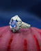Downstairs at Grays: Platinum Sapphire and Diamond French Cluster Quatrefoil Ring Circa 1950's - image 2