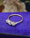 Downstairs at Grays: A fine 18ct Yellow Gold (marked) Platinum tipped "Claw set", "Old Round Cut" three stone diamond ring. - image 2