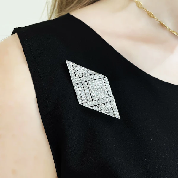 Art Deco Diamond And Platinum Brooch, 4.50ct - image 4