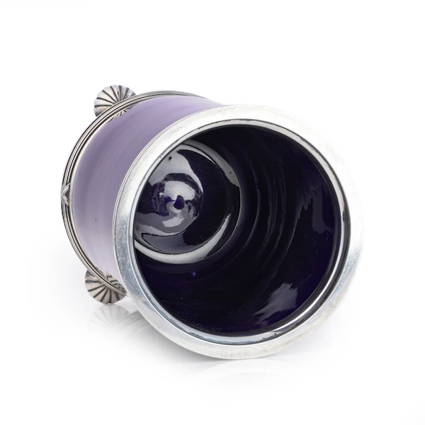 Faberge blue porcelain and silver vase, St Petersburg, c.1900 by Anna Ringe. - image 4