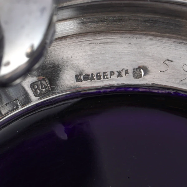 Faberge blue porcelain and silver vase, St Petersburg, c.1900 by Anna Ringe. - image 6