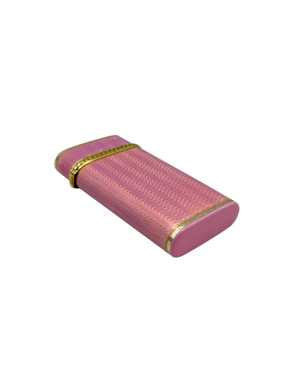 Faberge pink guilloche enamel gold and silver cigarette case, St Petersburg, c.1910. - image 3