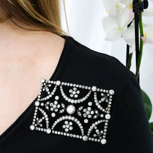 Antique Diamond and Silver Upon Gold Buckle Brooch, Circa 1890 - image 4