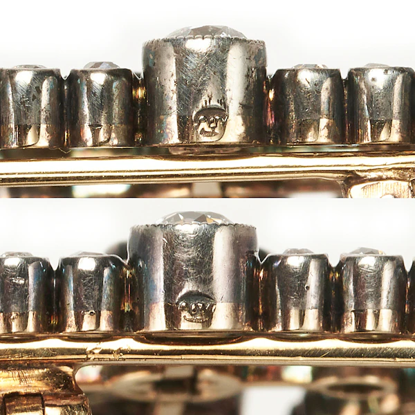 Antique Diamond and Silver Upon Gold Buckle Brooch, Circa 1890 - image 7