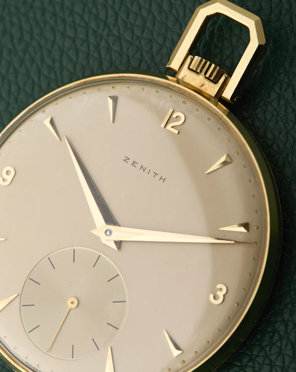 Zenith 18k Pocket Watch Yellow Gold Champagne Dial - image 6