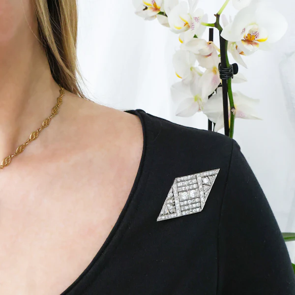 Art Deco Diamond And Platinum Brooch, 4.50ct - image 6