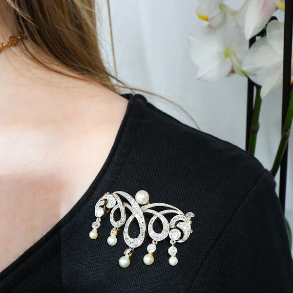 T. B. Starr Belle Époque Pearl, Platinum And Gold Brooch, Circa 1905 - image 7