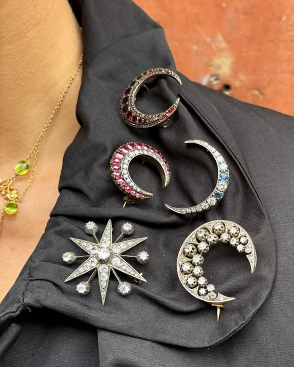 Diamond Crescent and Star Brooches Spectrum Antiques - image 1