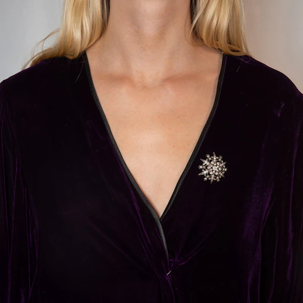 Victorian Silver-Topped Gold Diamond Starburst Cluster Brooch Spectrum Antiques - image 2