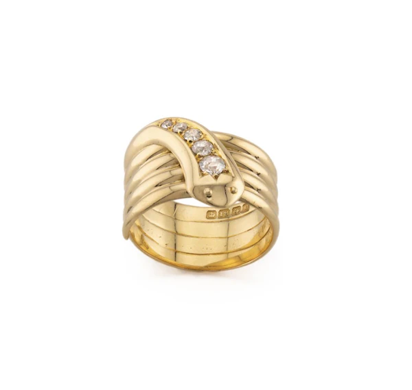 18ct Coiled Diamond Snake Ring Spectrum Antiques - image 1