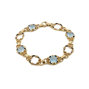 14ct Aquamarine & Enamel Art Deco Bracelet Spectrum Antiques
