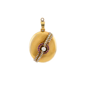 15ct Gold Ruby & Pearl Locket Spectrum Antiques