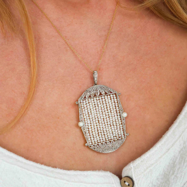Art Deco Pearl, Diamond And Platinum Pendant, Circa 1930 - image 7