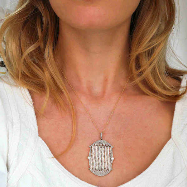 Art Deco Pearl, Diamond And Platinum Pendant, Circa 1930 - image 6