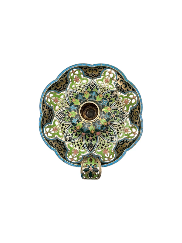 19th century French silver gilt and champleve enamel candlestick holder. - image 3