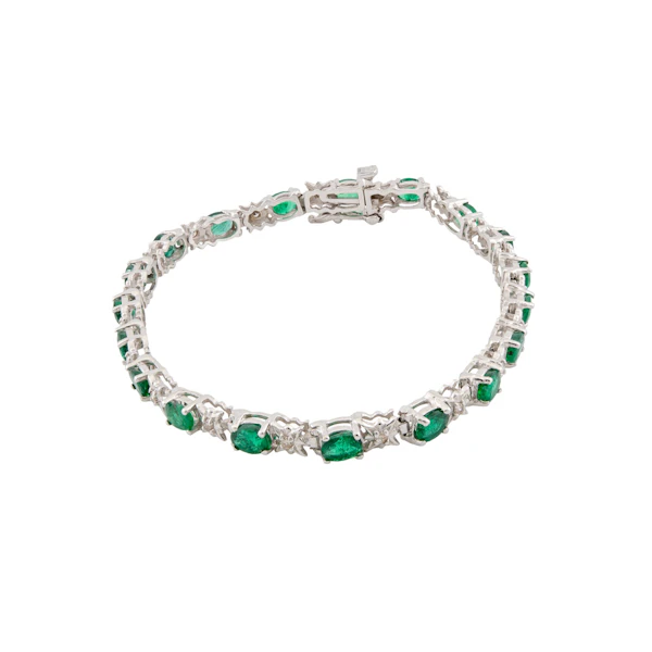 14ct Emerald & Diamond Bracelet Spectrum Antiques - image 1