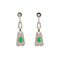 Art Deco Style 18ct Gold Emerald & Diamond Drop Earrings Spectrum Antiques - image 1