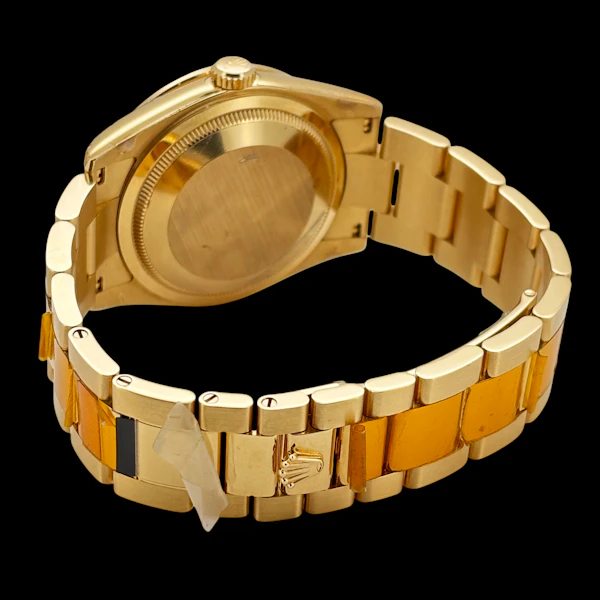 ROLEX DAY-DATE 36 YELLOW GOLD OYSTER UNWORN FULL SET 2014 FACTORY DIAMOND BEZEL GREEN JADE CAROUSEL DIAMOND DIAL - 118398RB - image 5