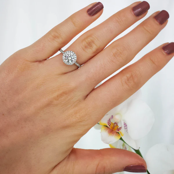 Modern Diamond and Platinum Halo Ring, 1.00 Carat - image 6