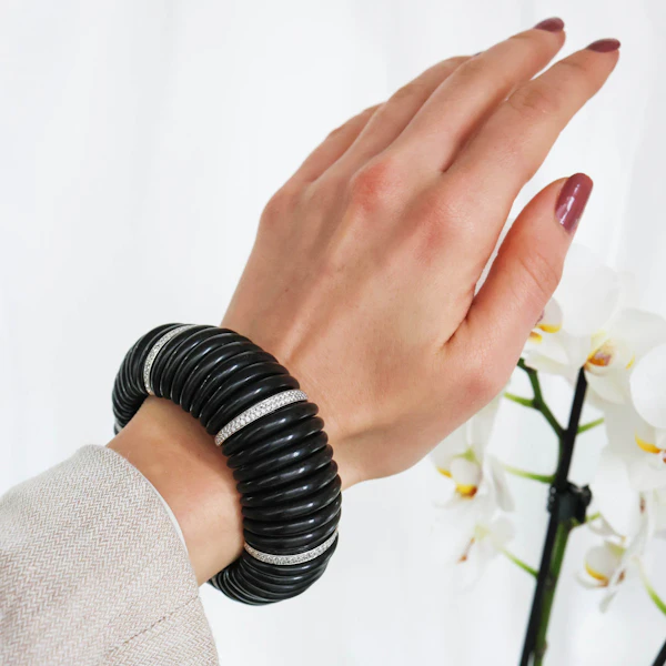 Ebony Diamond And Platinum Cuff Bracelet - image 4