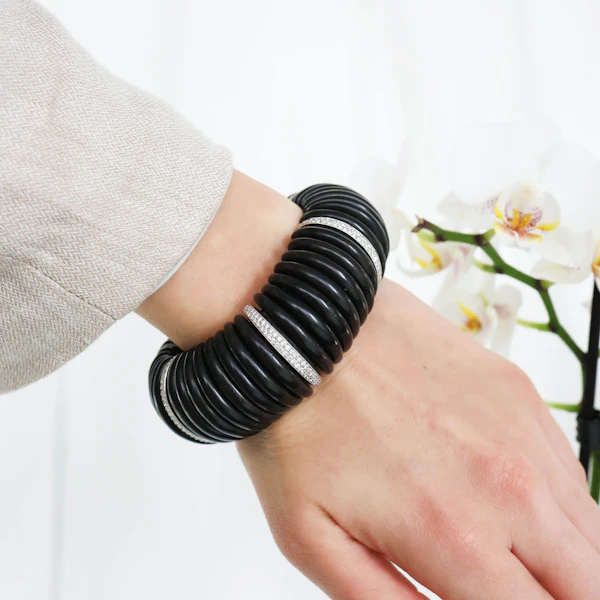 Ebony Diamond And Platinum Cuff Bracelet - image 5