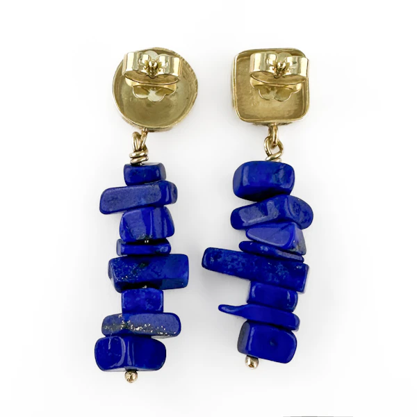 Modernist Lapis Lazuli Drop Earrings - Saddingtons Jewellery Stand 375 - image 3