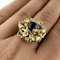 Vintage Brutalist Gold Amethyst & Diamond Sculptural Ring - Saddingtons Jewellery Stand 375 - image 2