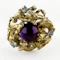 Vintage Brutalist Gold Amethyst & Diamond Sculptural Ring - Saddingtons Jewellery Stand 375 - image 3