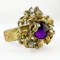 Vintage Brutalist Gold Amethyst & Diamond Sculptural Ring - Saddingtons Jewellery Stand 375 - image 1