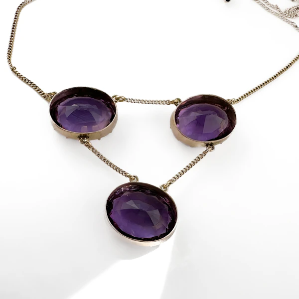 Antique Amethyst Trilogy Drop Necklace - Saddingtons Jewellery Stand 375 - image 3